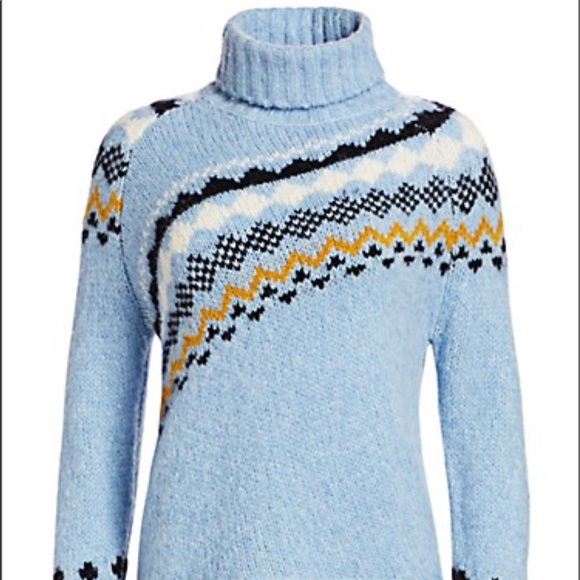 Blue turtle neck pattern sweater - Picture 1 of 7
